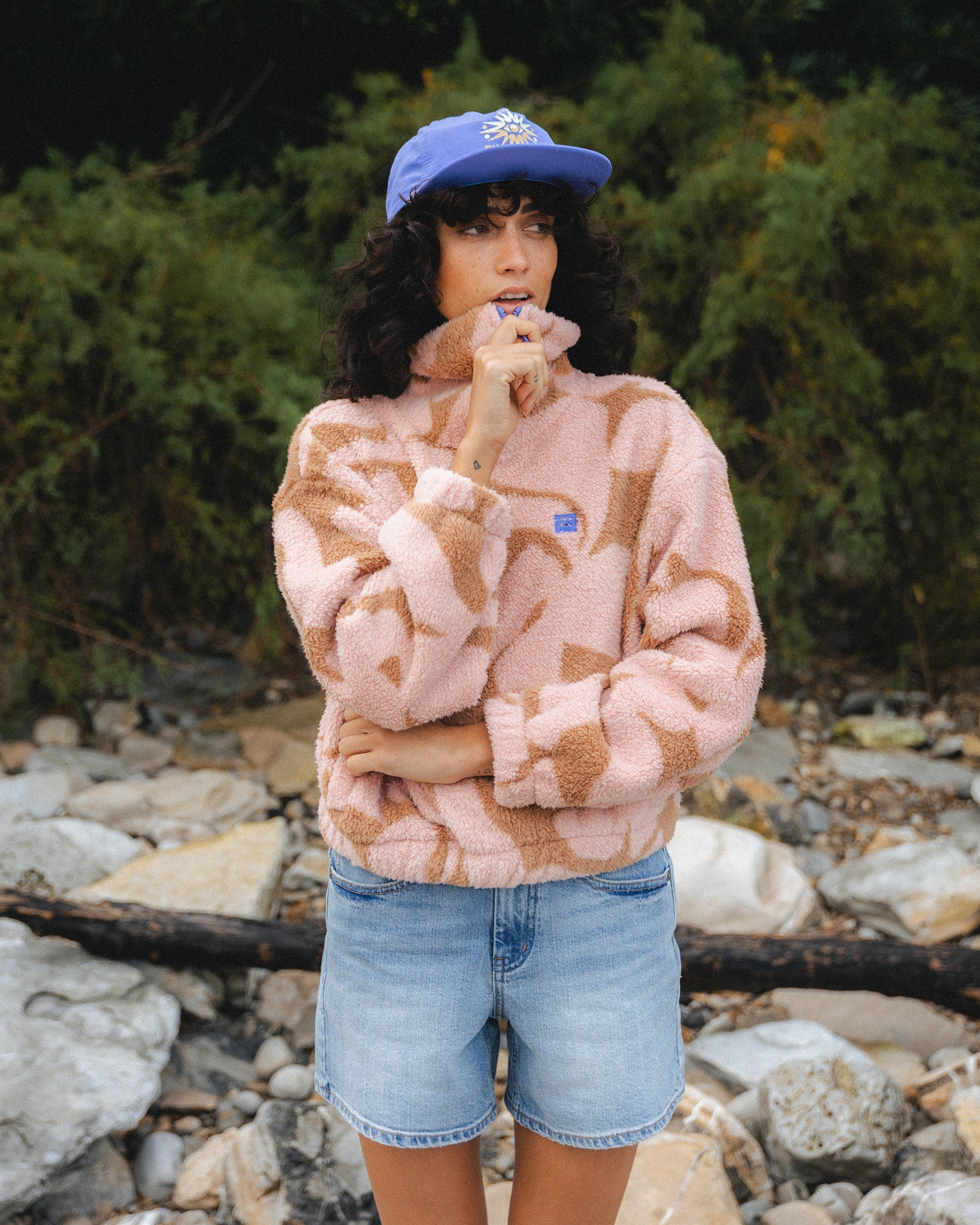 A/Div Barra Half Zip Sherpa Fleece - Rose Brown