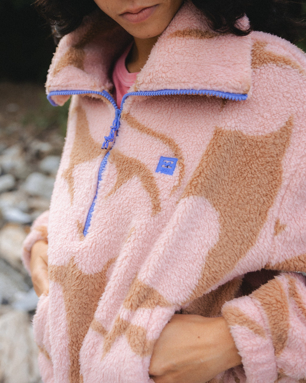 A/Div Barra Half Zip Sherpa Fleece - Rose Brown