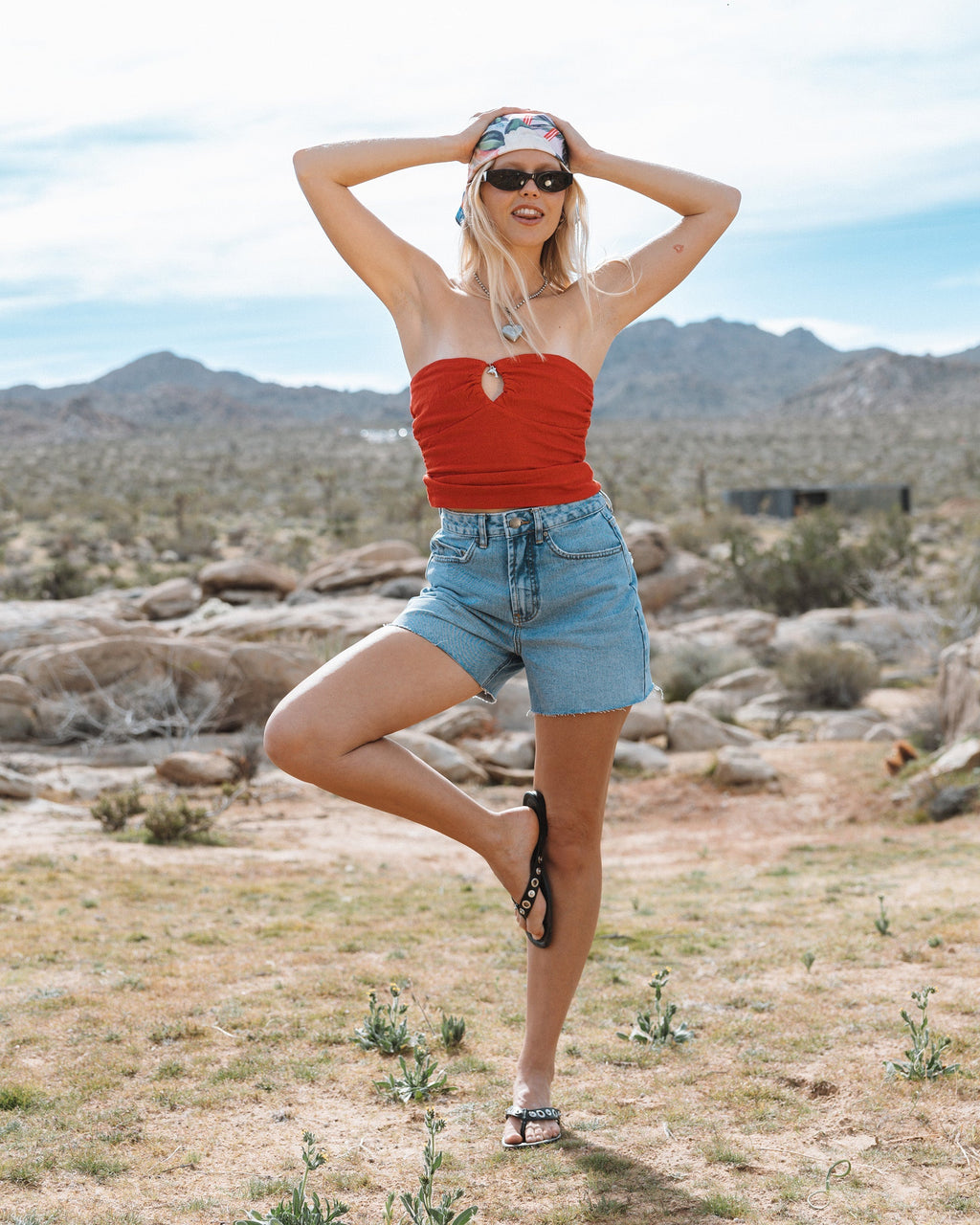 Lottie Hall Splasher Tube Top - True red