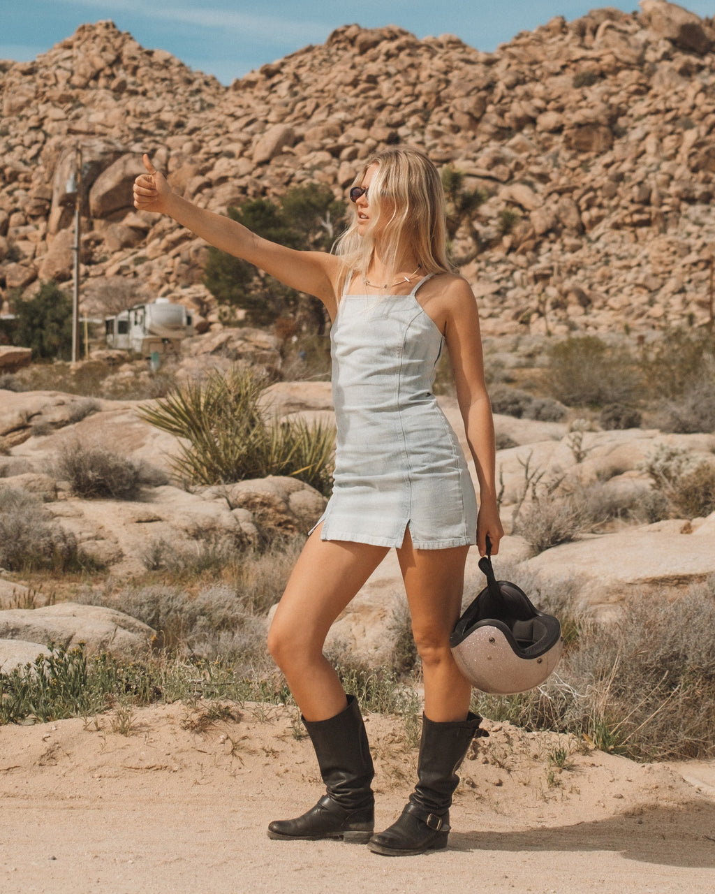 Jade Saltwashed Denim Dress - Blue Mist