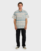 All Day Stripe Short Sleeve Shirt - Dusty Blue