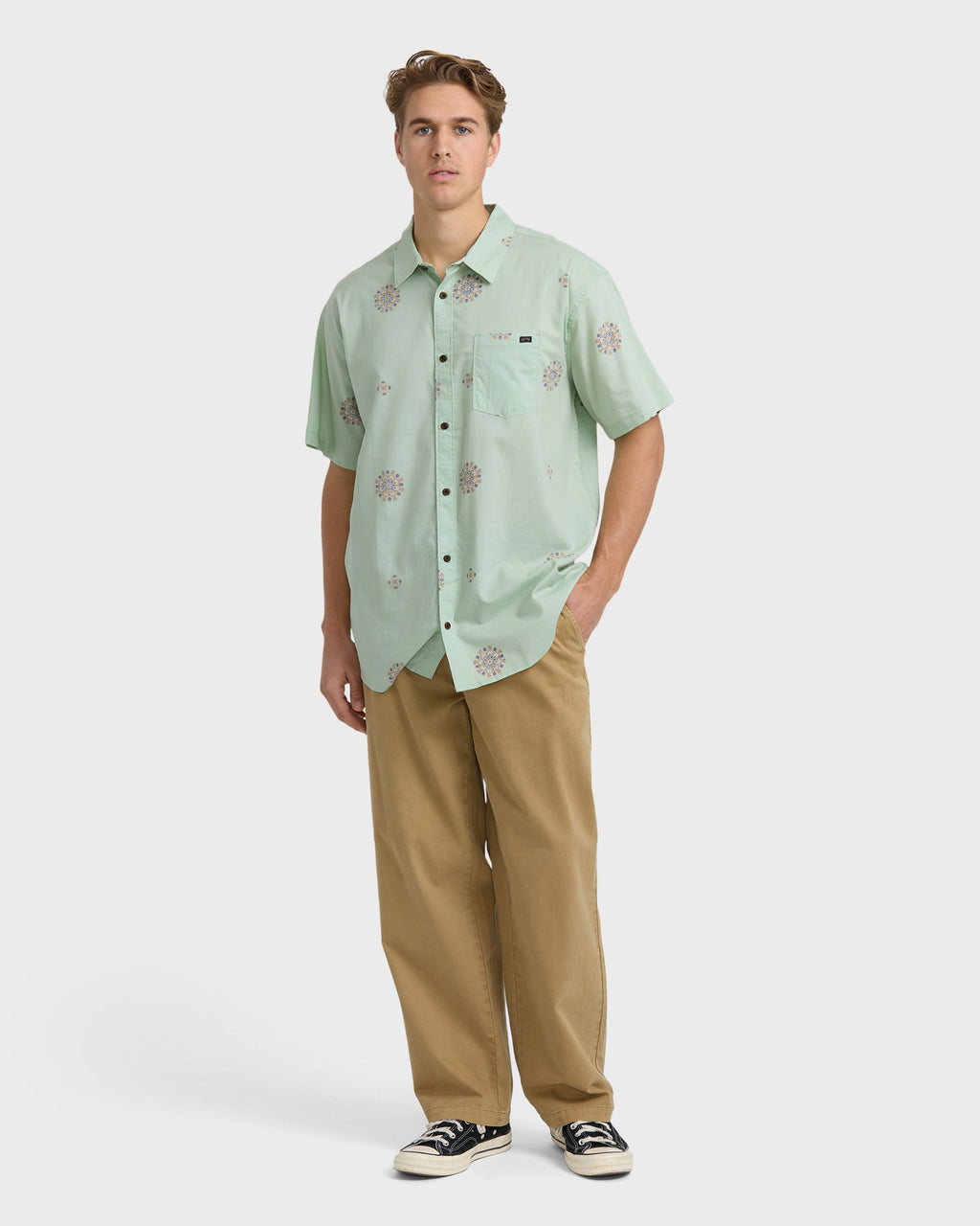 Sundays Mini Short Sleeve Woven Shirt - Seafoam