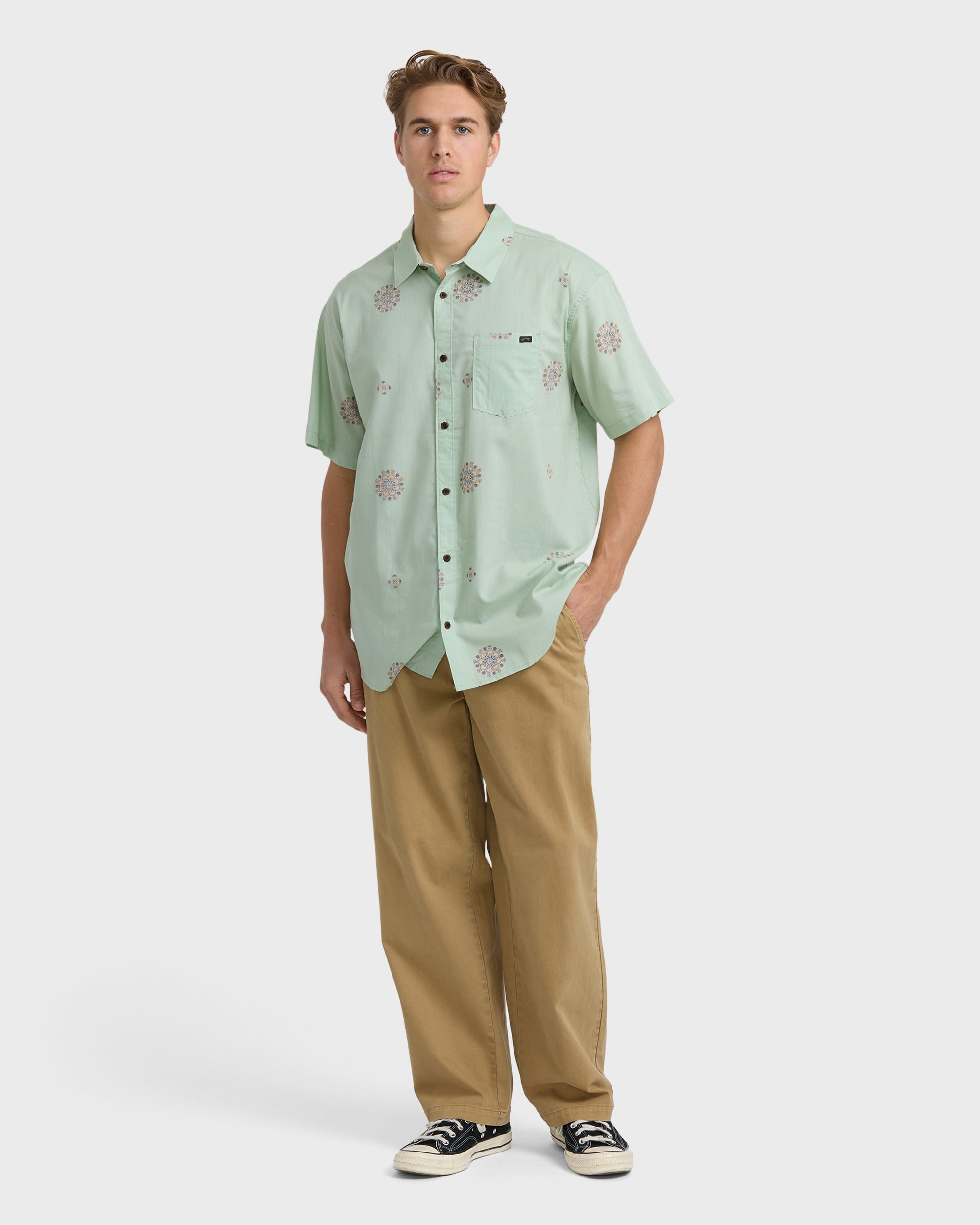 Sundays Mini Short Sleeve Woven Shirt - Seafoam
