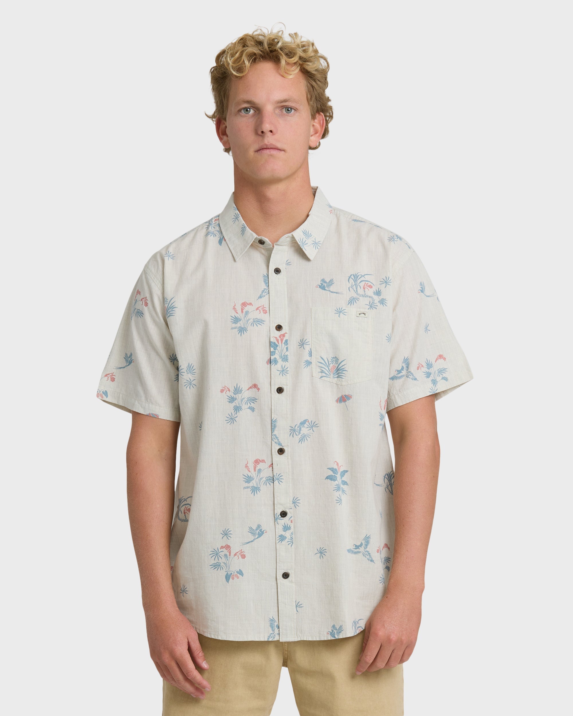 Sundays Mini Short Sleeve Woven Shirt - Stone