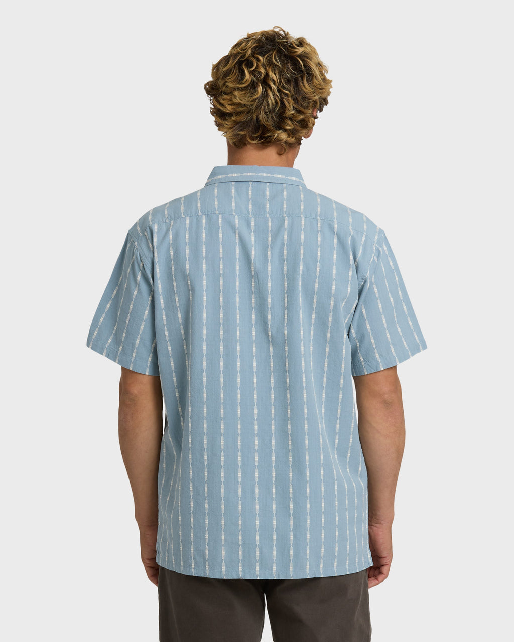 Sundays Jacquard Short Sleeve Woven Shirt - Blue Fog