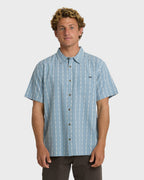 Sundays Jacquard Short Sleeve Woven Shirt - Blue Fog