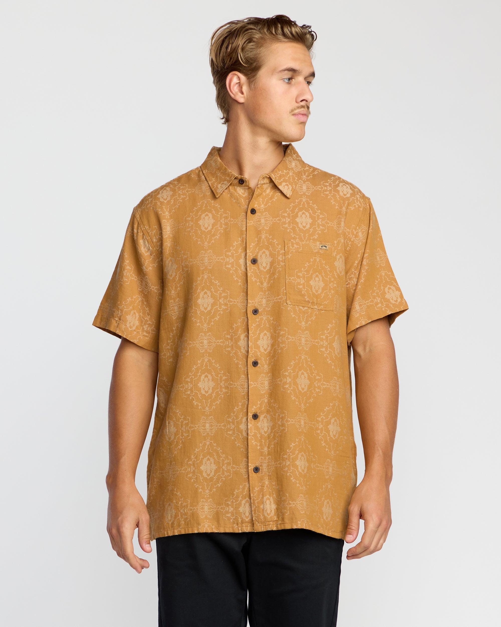 Sundays Jacquard Short Sleeve Woven Shirt - Golden Haze