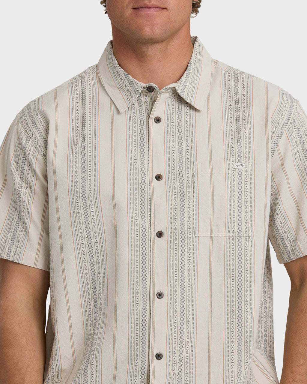Sundays Jacquard Short Sleeve Woven Shirt - Oatmeal