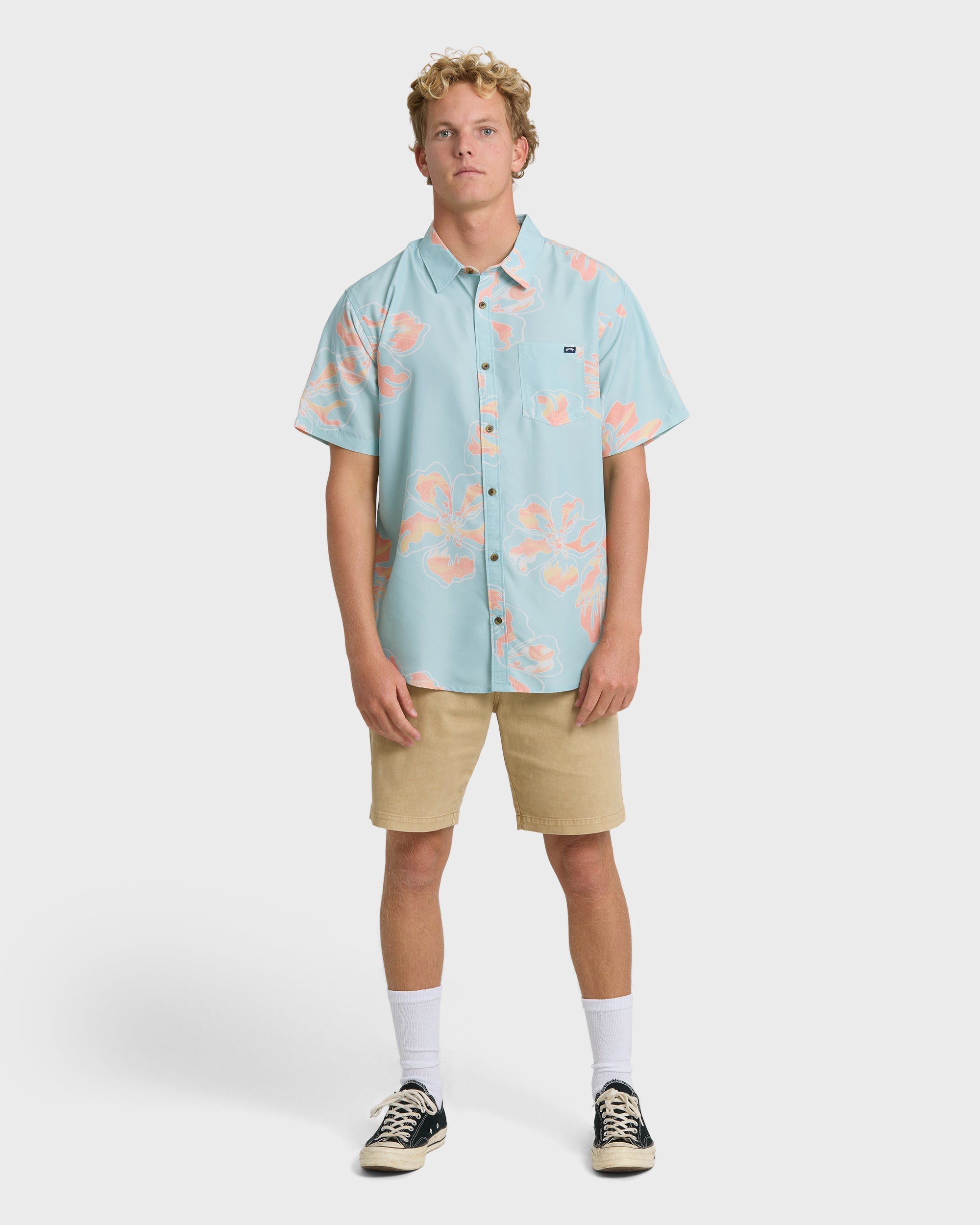 Sundays Lounge Short Sleeve Woven Shirt - Corydalis Blue