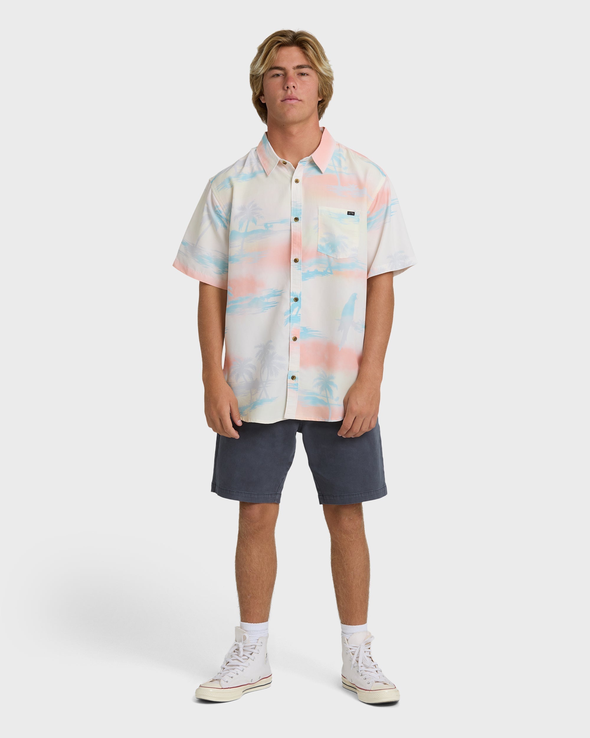 Sundays Lounge Short Sleeve Woven Shirt - Off White