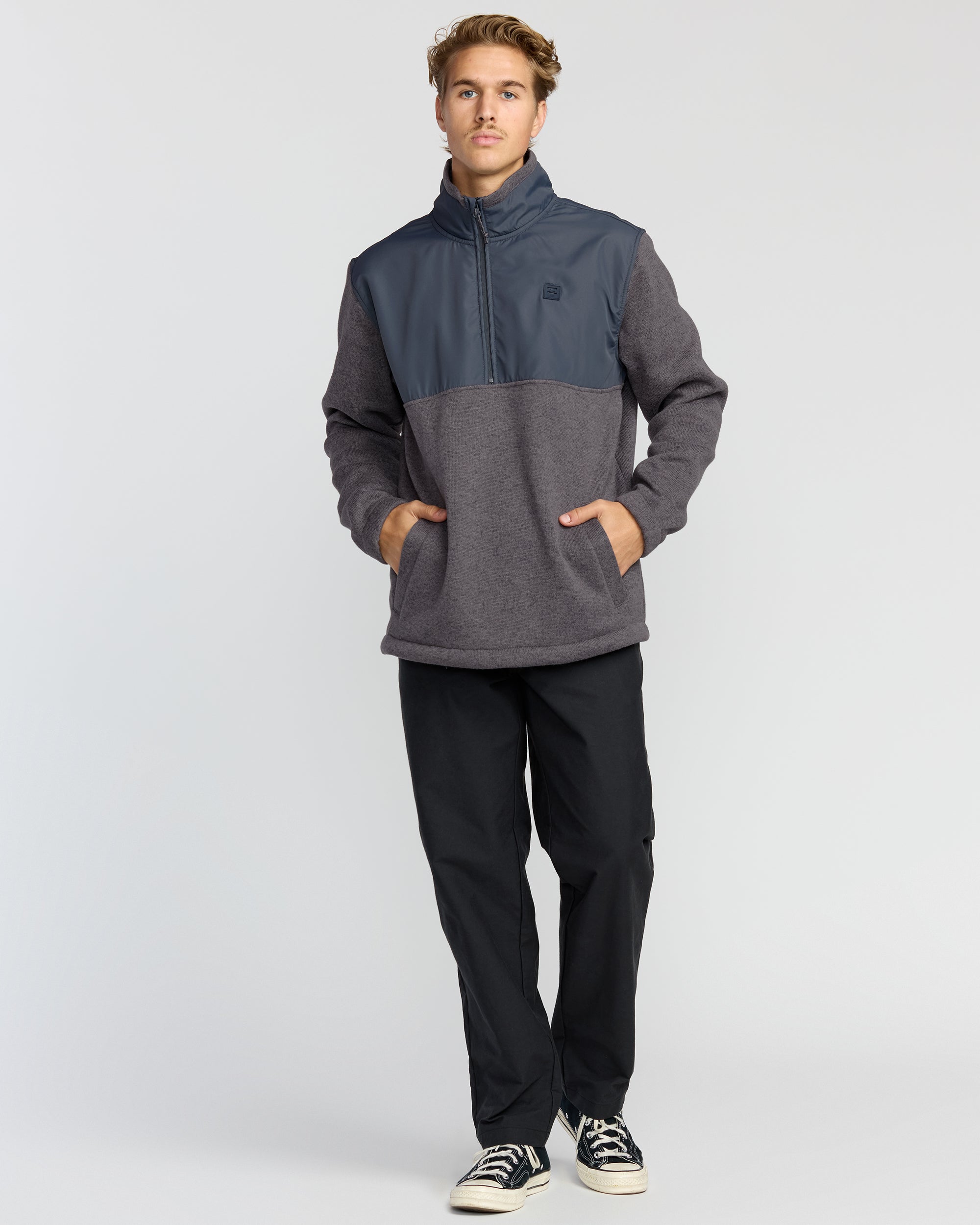Boundary Blocked Mockneck Sweatshirt - Dusty Purple