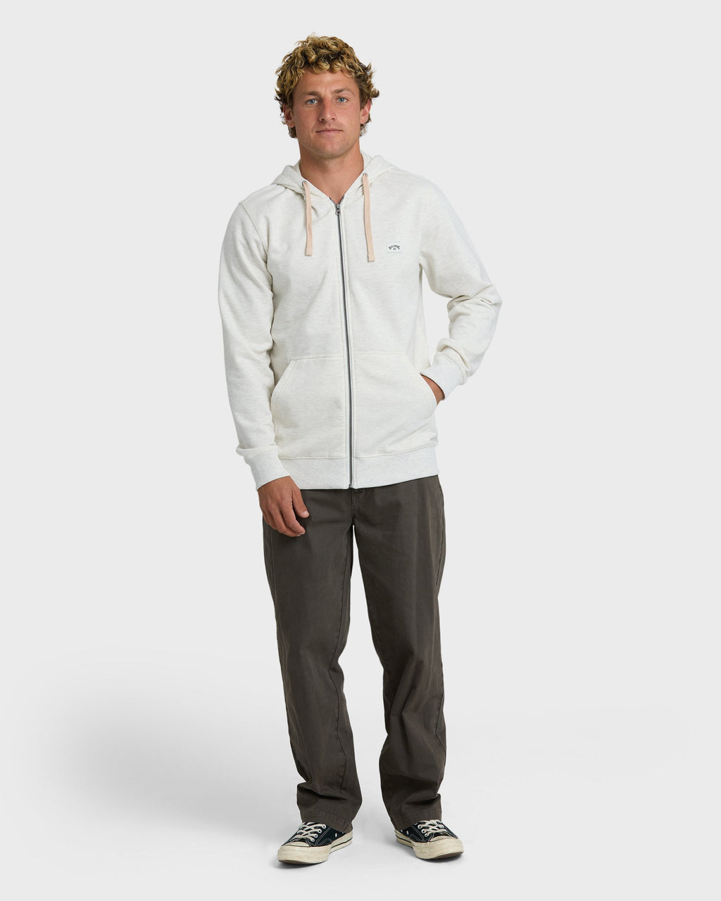 All Day Zip Front Hoodie - Light Gray Heather