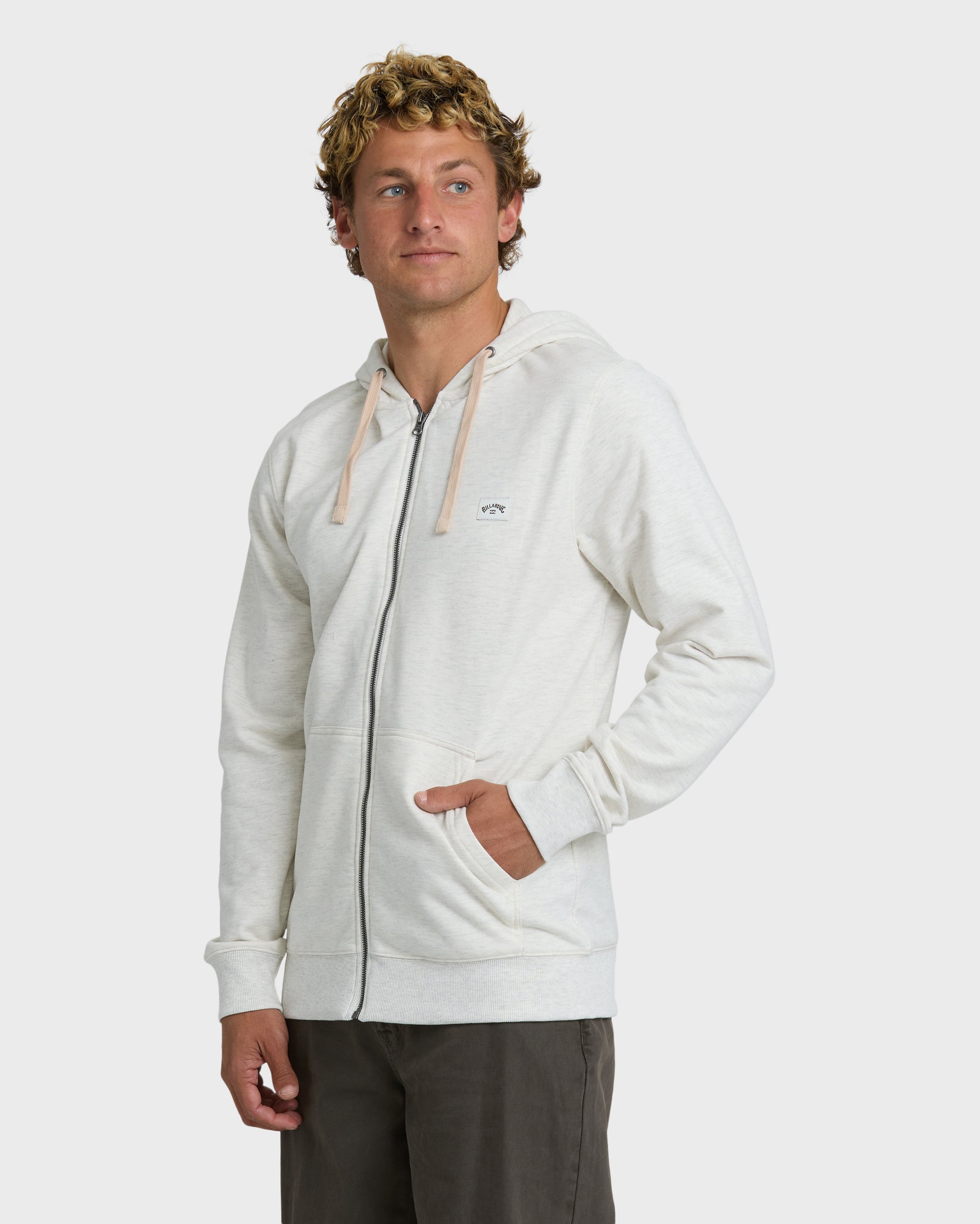 All Day Zip Front Hoodie - Light Gray Heather