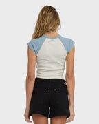 Forever Had Short Sleeve Raglan Tee - Mineral Blue
