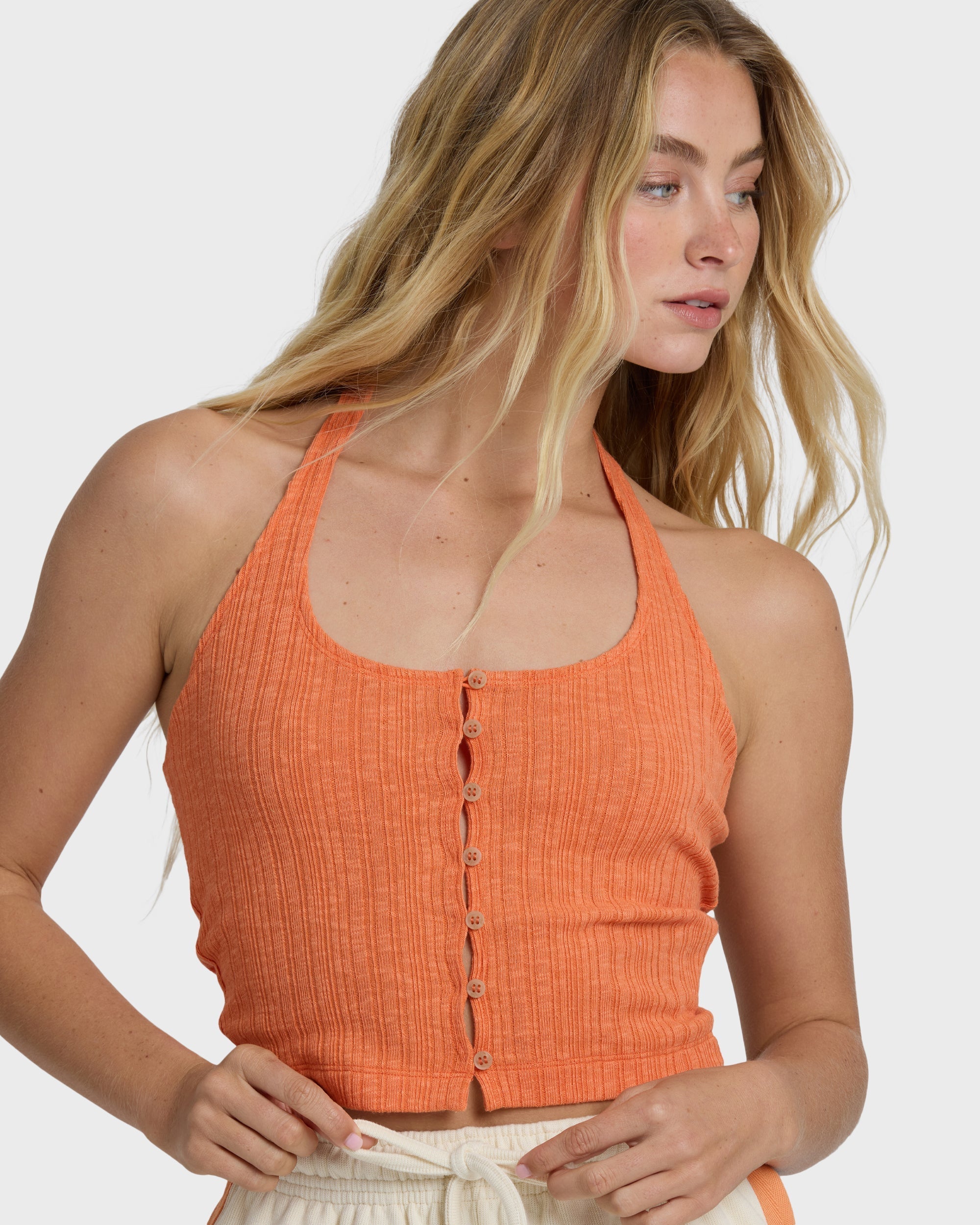 Friday Night Knit Halter Top - Saffron