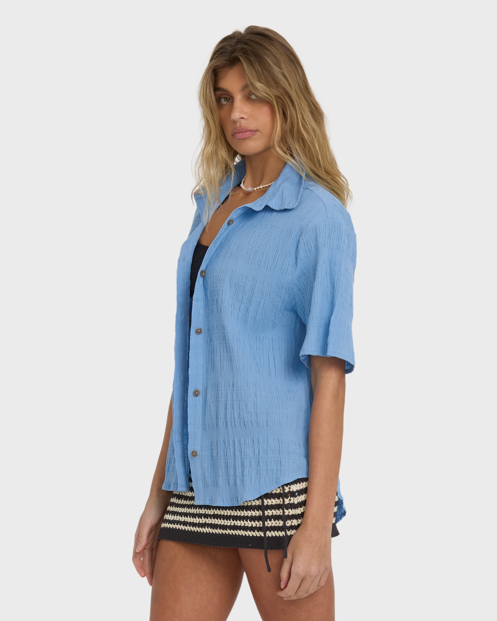 Laura Short Sleeve Shirt - Blue Drift