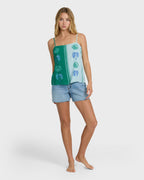 Vacay Dreams Woven Tank - Pool Blue