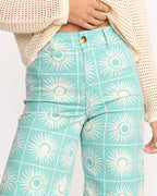 Free Fall Printed Twill Pants - Misty Blue