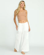 Beach Babe Cargo Elastic Waist Pants - Salt Crystal