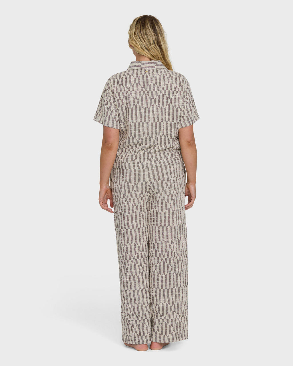 Vivid Wave Elastic Waist Pants - Teak