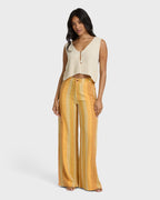 Hazy Daze Elastic Waist Pants - Brown Multi