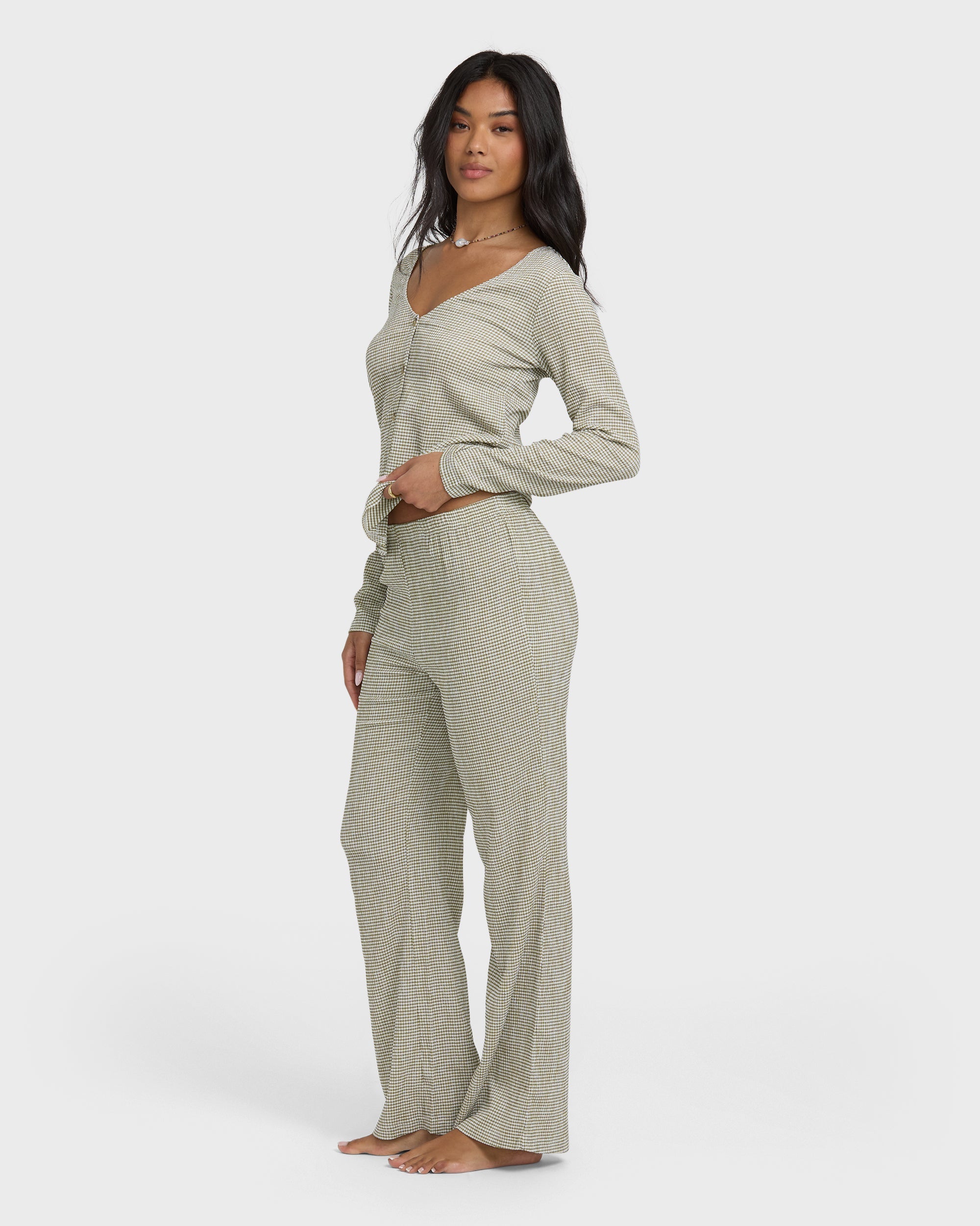 Hot Check Knitpants - Martini Olive