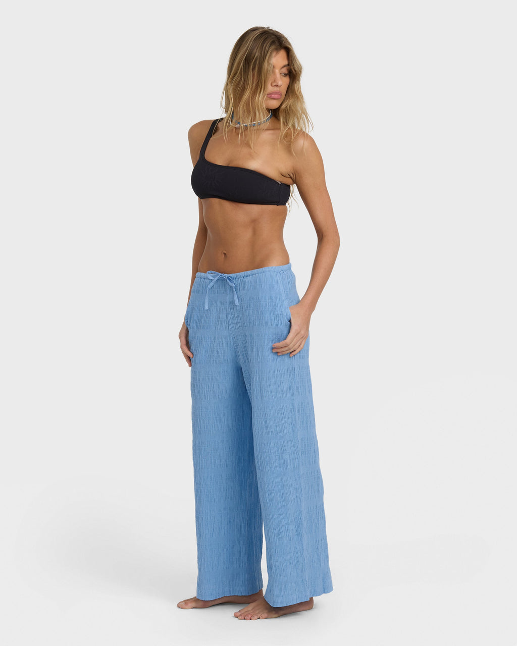 Laura Elastic Waist Pants - Blue Drift