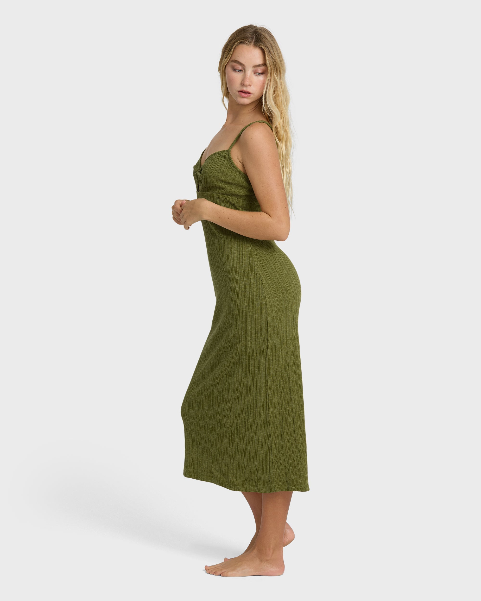 Sweet Moves Midi Dress - Dark Olive