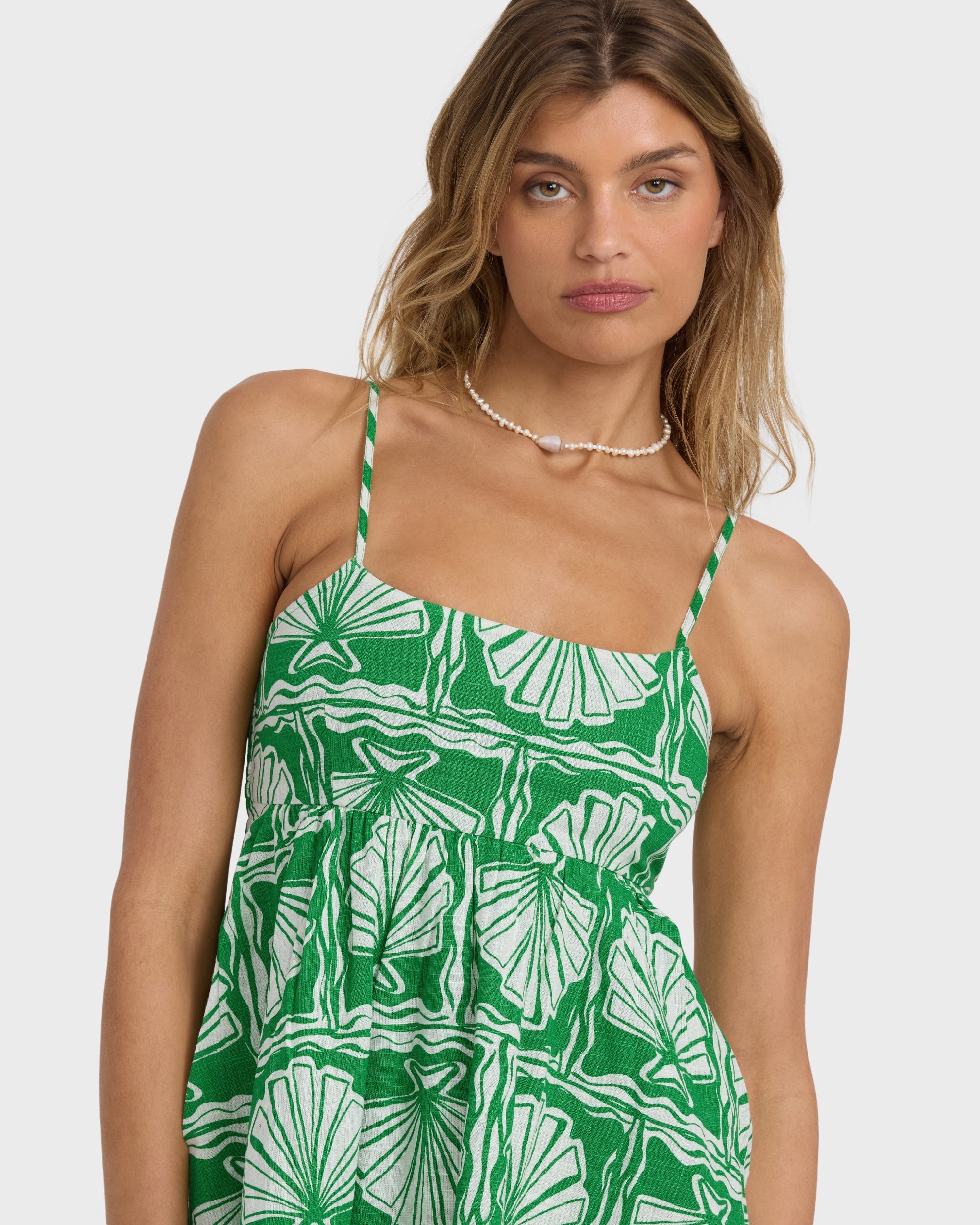 Sea Shell Mini Dress - Kelly Green