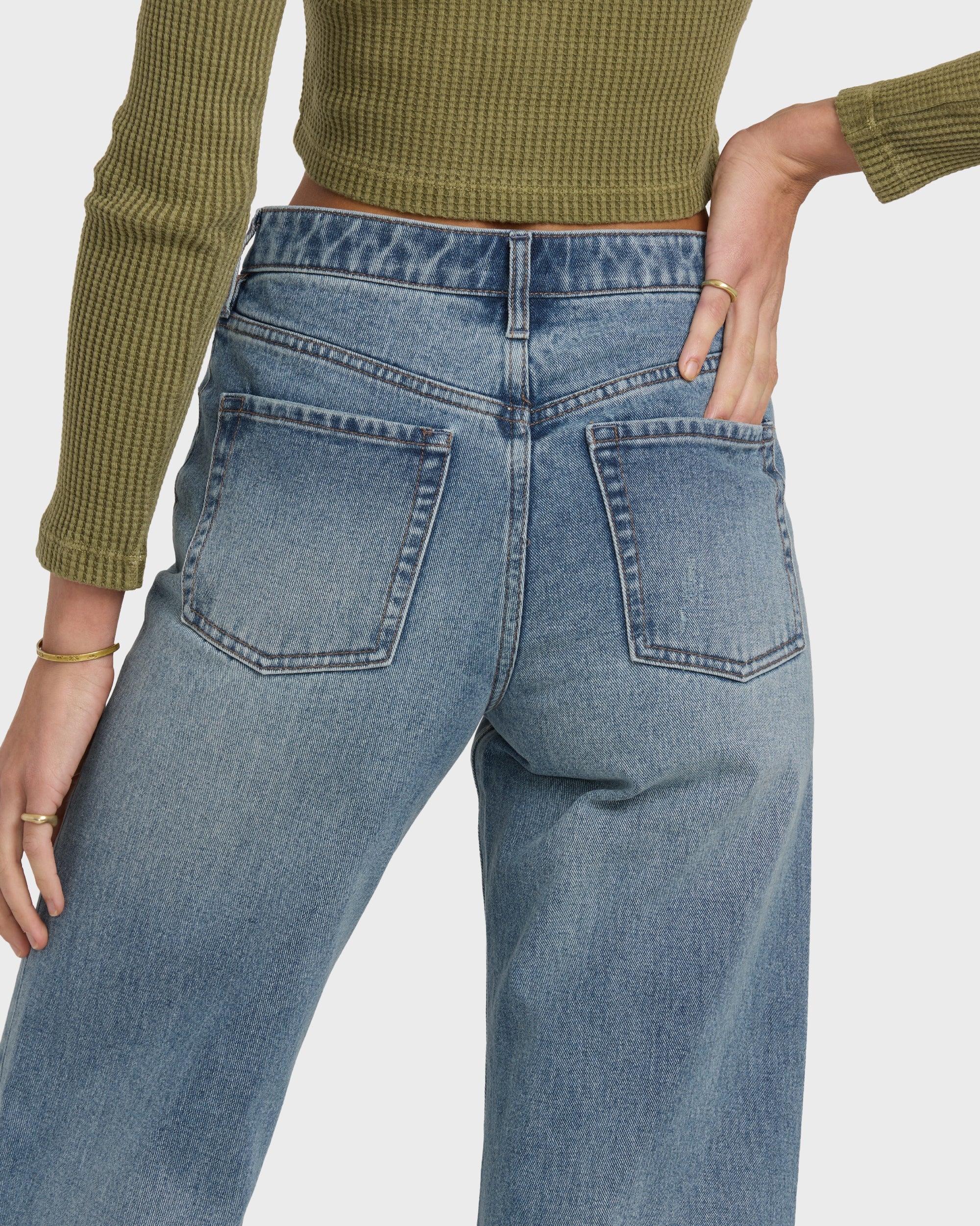 Free Fall High-Waist Denim Flare Pants - Atlantic Deep