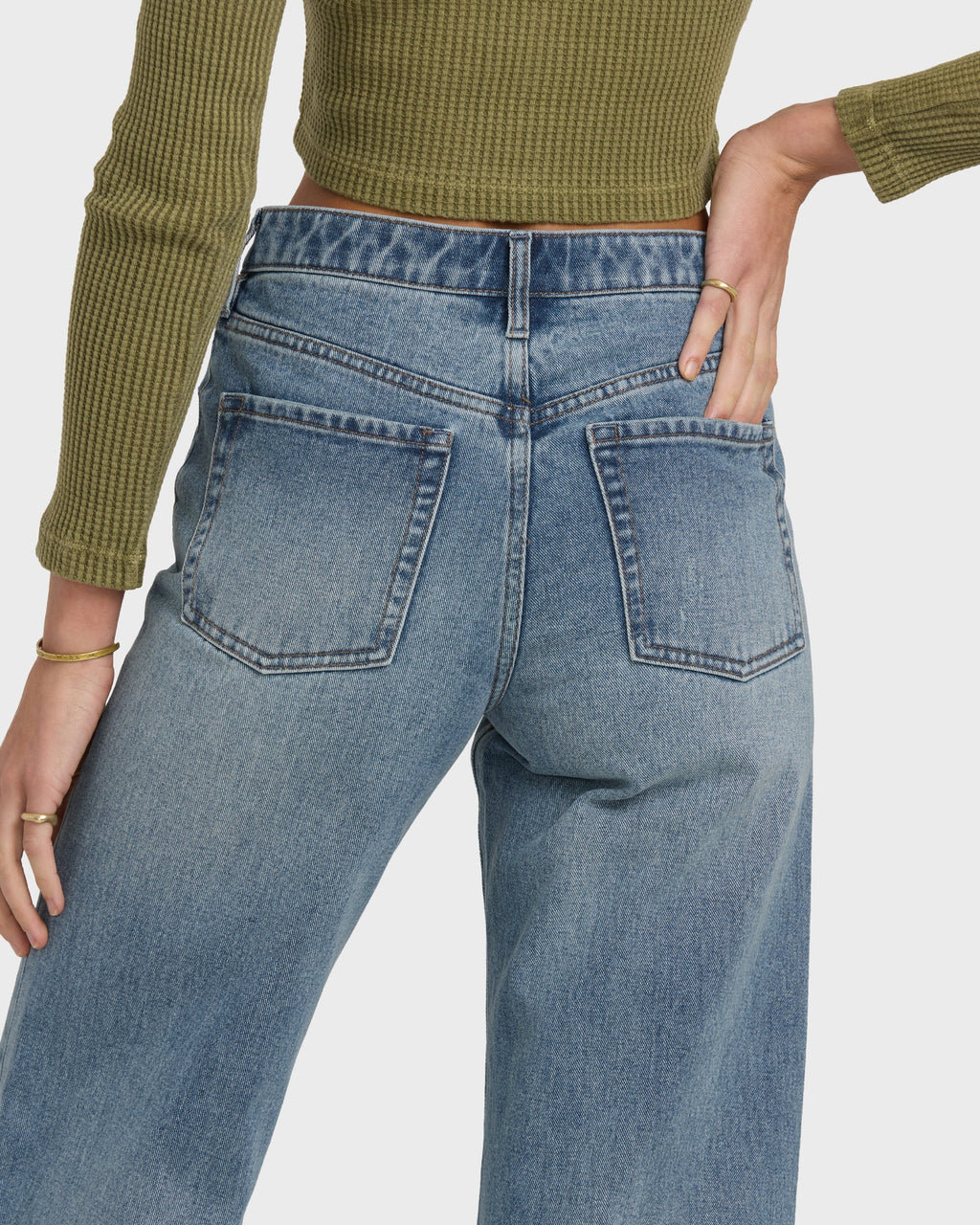 Free Fall High-Waist Denim Flare Pants - Atlantic Deep