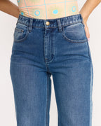 Free Fall High-Waist Denim Flare Pants - Middle Broken Blue