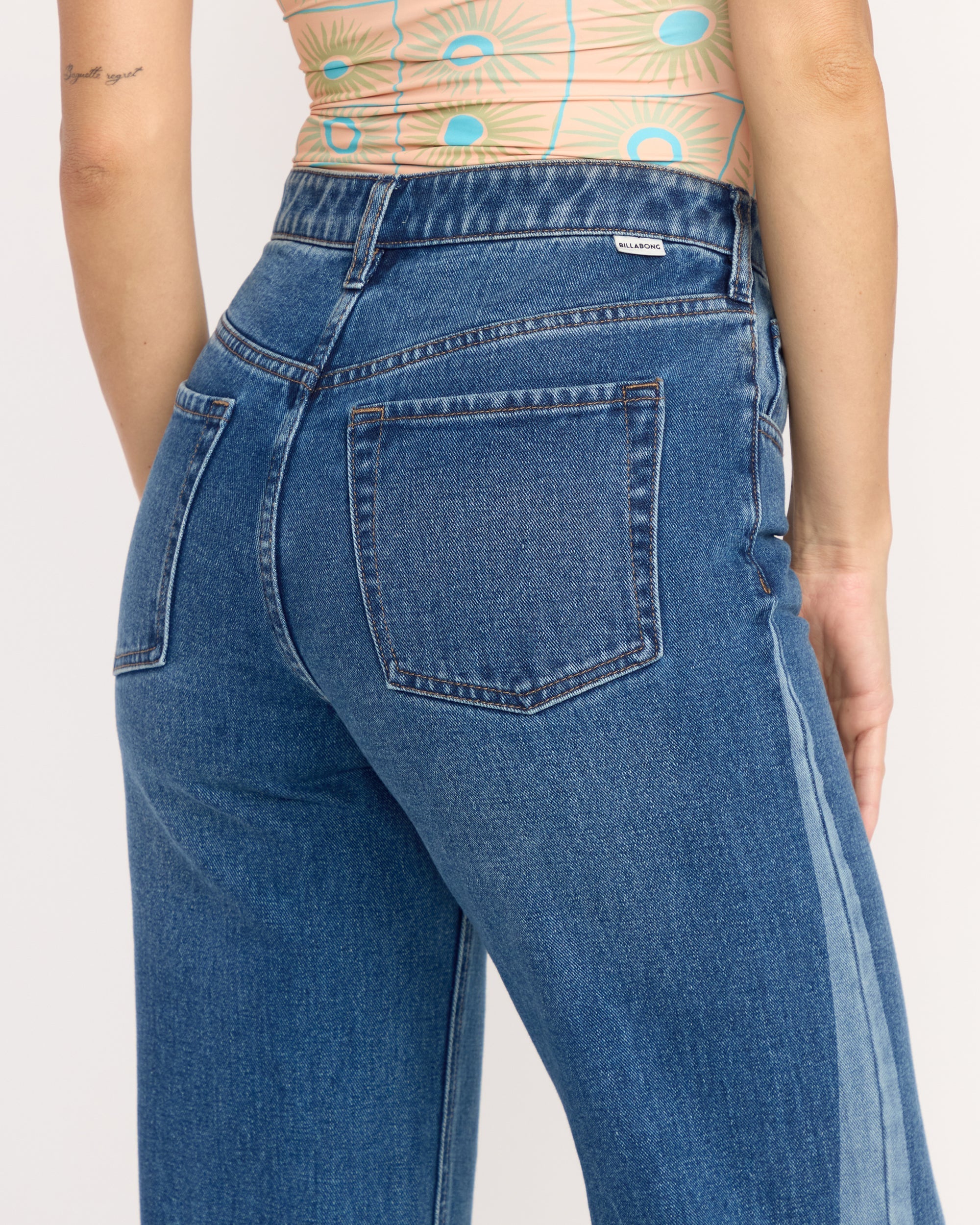 Free Fall High-Waist Denim Flare Pants - Middle Broken Blue