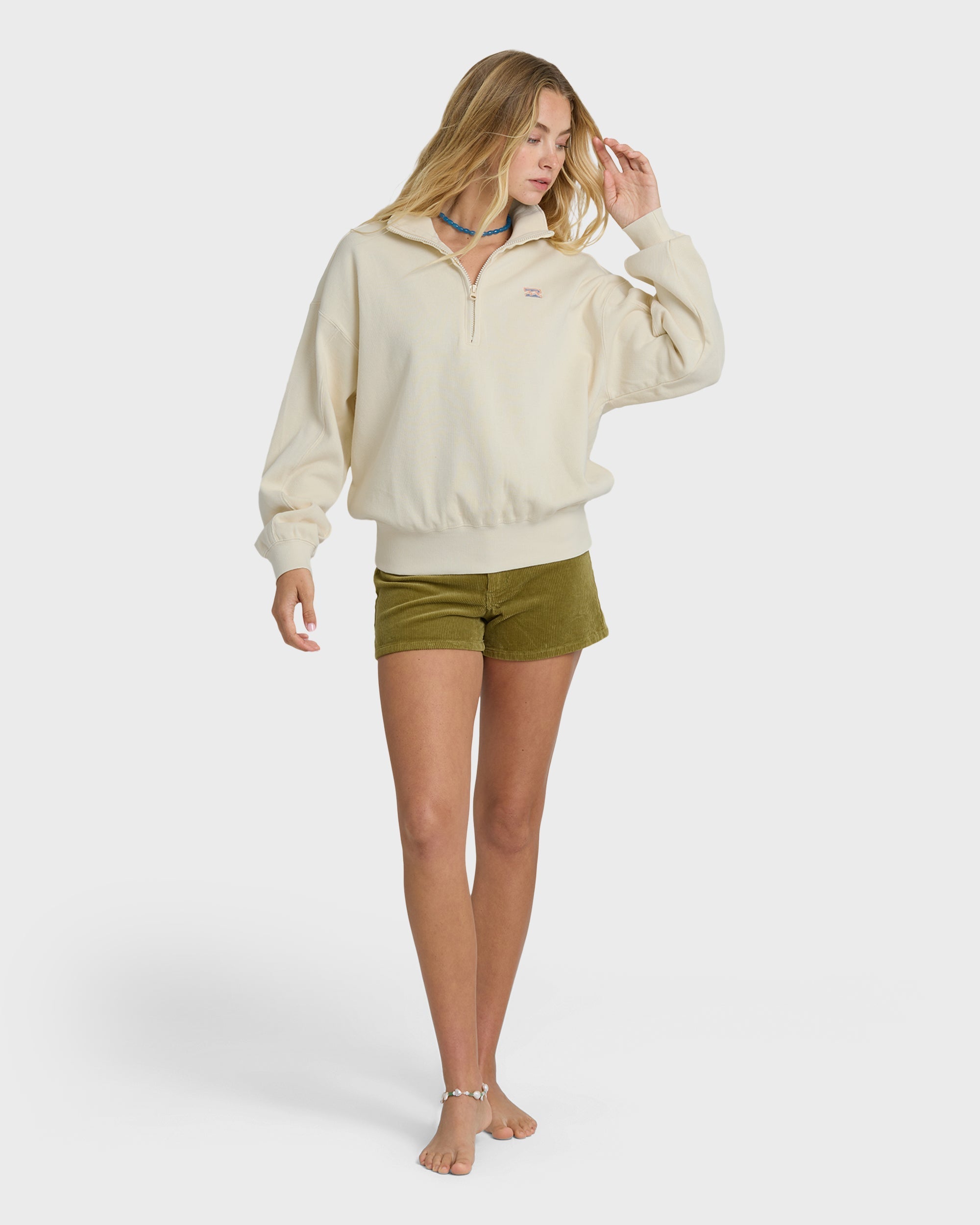 Classic Feels Half Zip Pullover Sweatshirt - White Cap