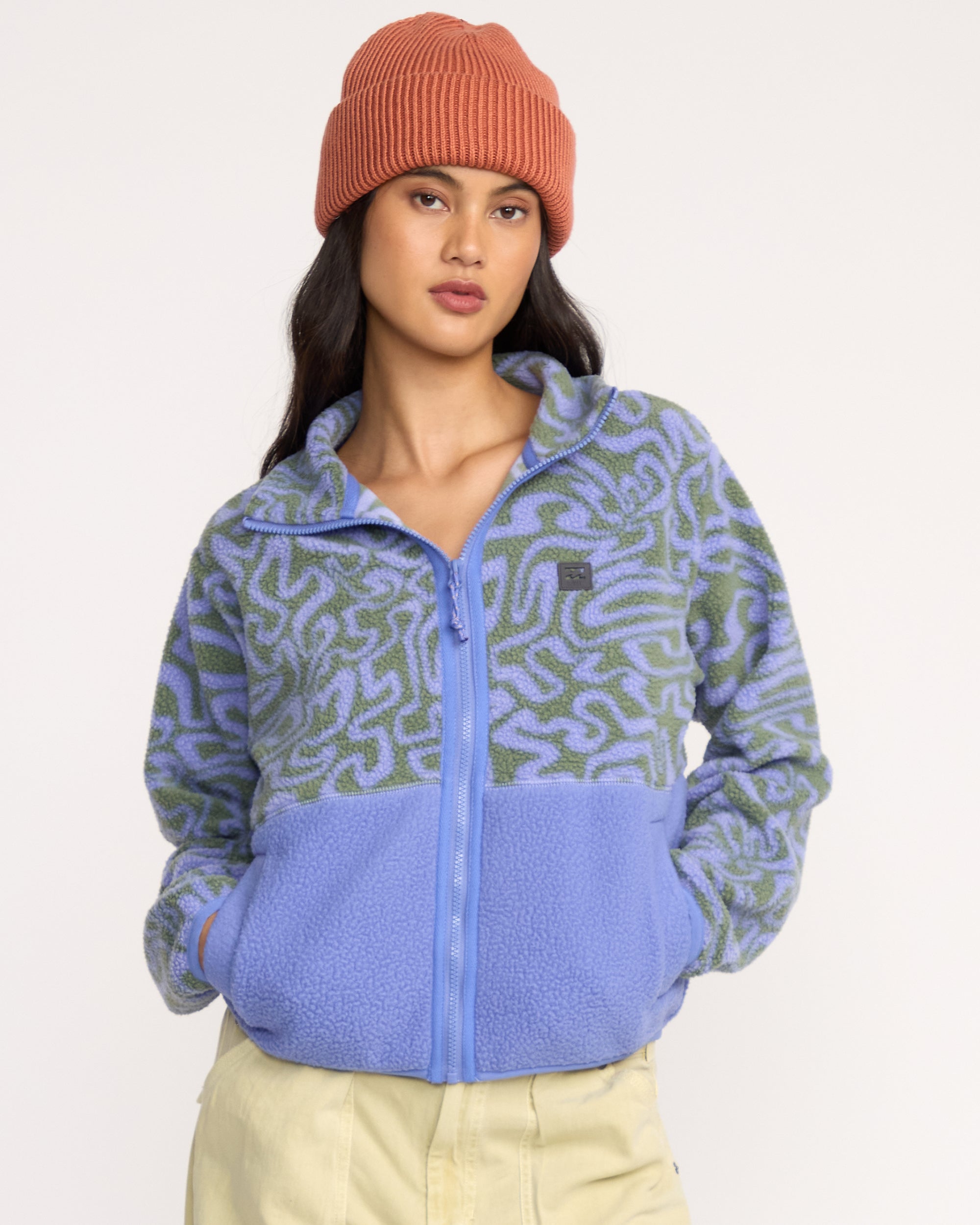 A/Div Rock Jetty Mock Neck Zip Sherpa Fleece - Iris