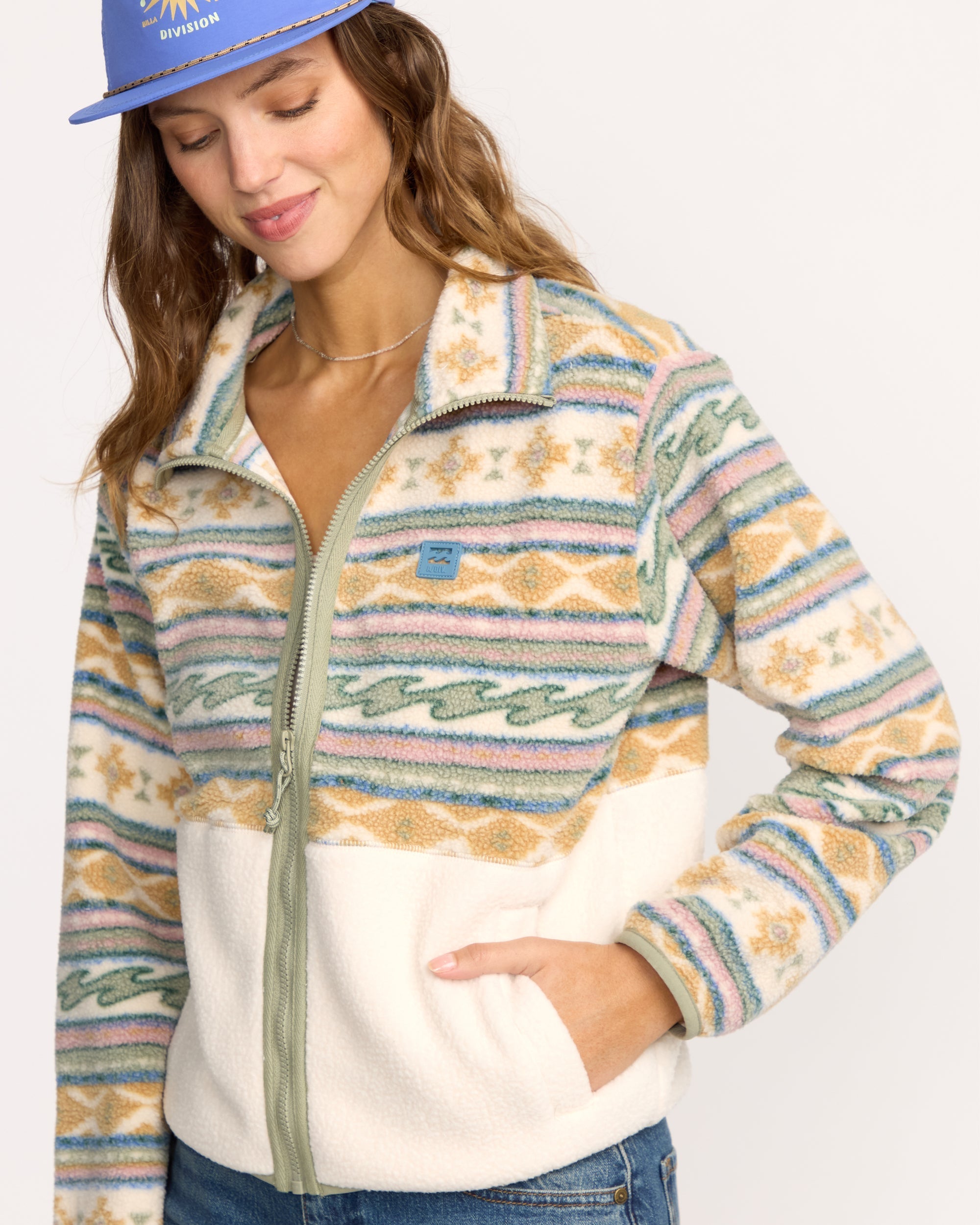 A/Div Rock Jetty Mock Neck Zip Sherpa Fleece - Whitecap