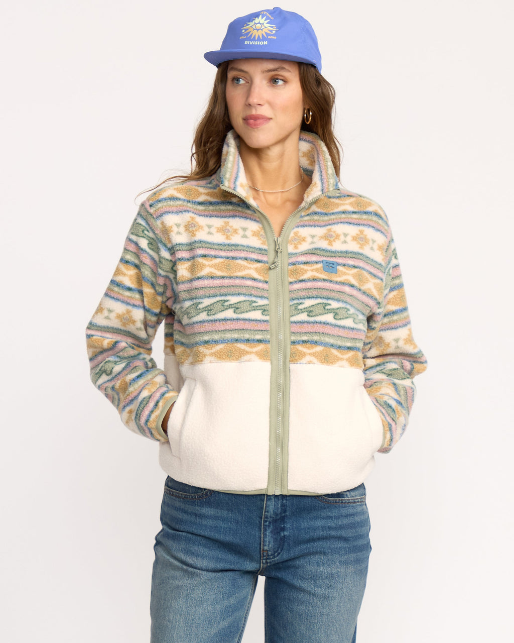 A/Div Rock Jetty Mock Neck Zip Sherpa Fleece - Whitecap