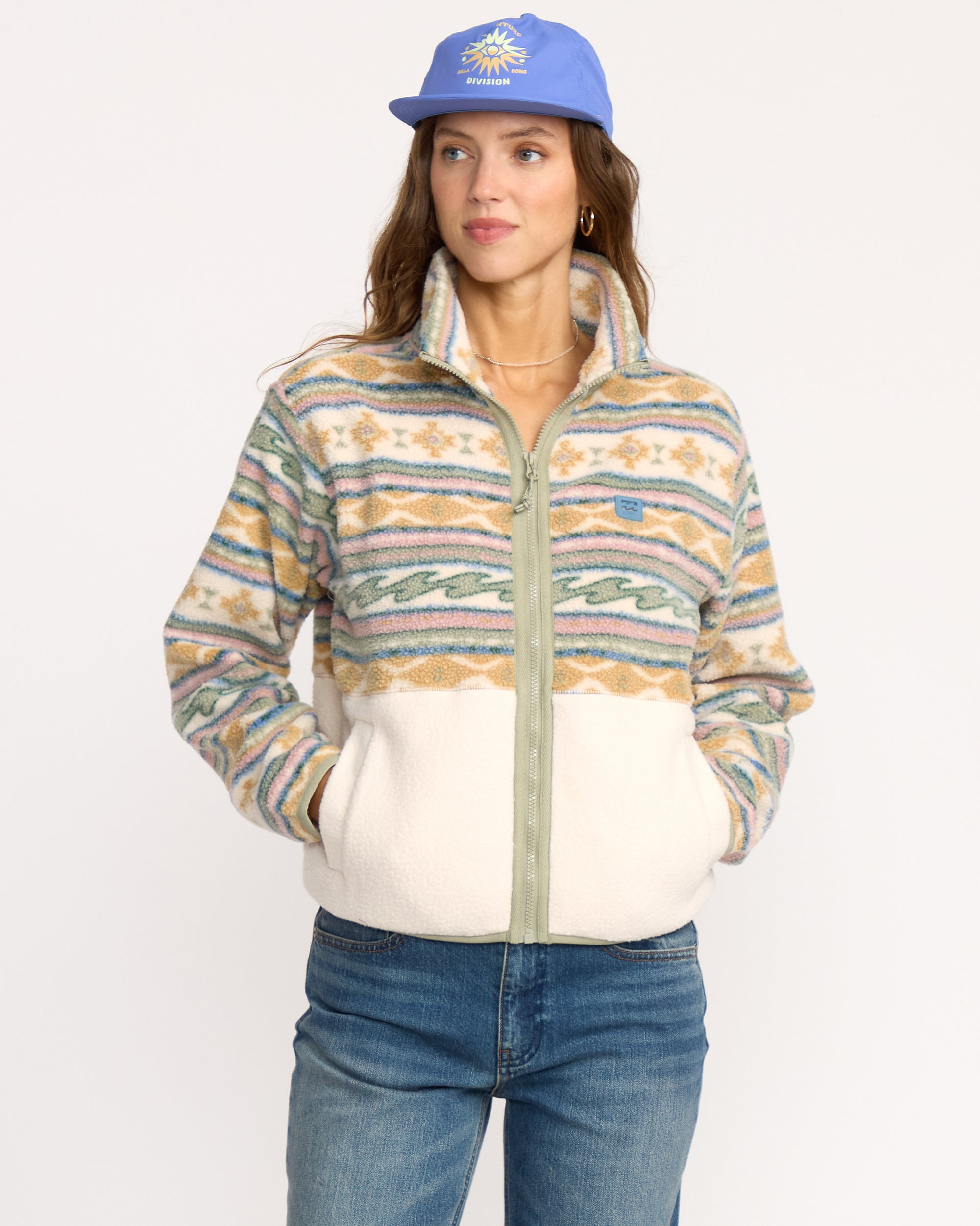 A/Div Rock Jetty Mock Neck Zip Sherpa Fleece - Whitecap