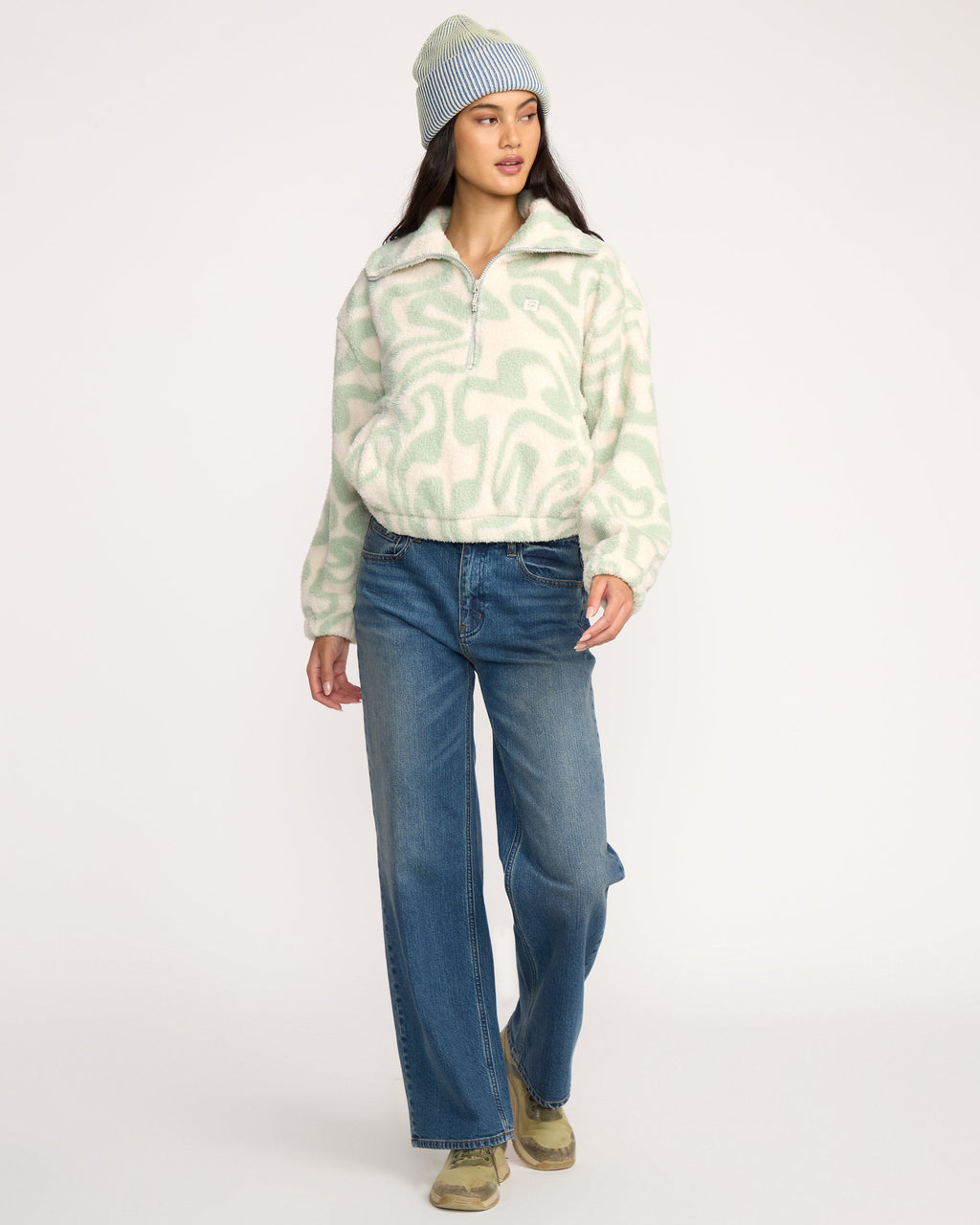 A/Div Barra Half Zip Sherpa Fleece - Green Haze