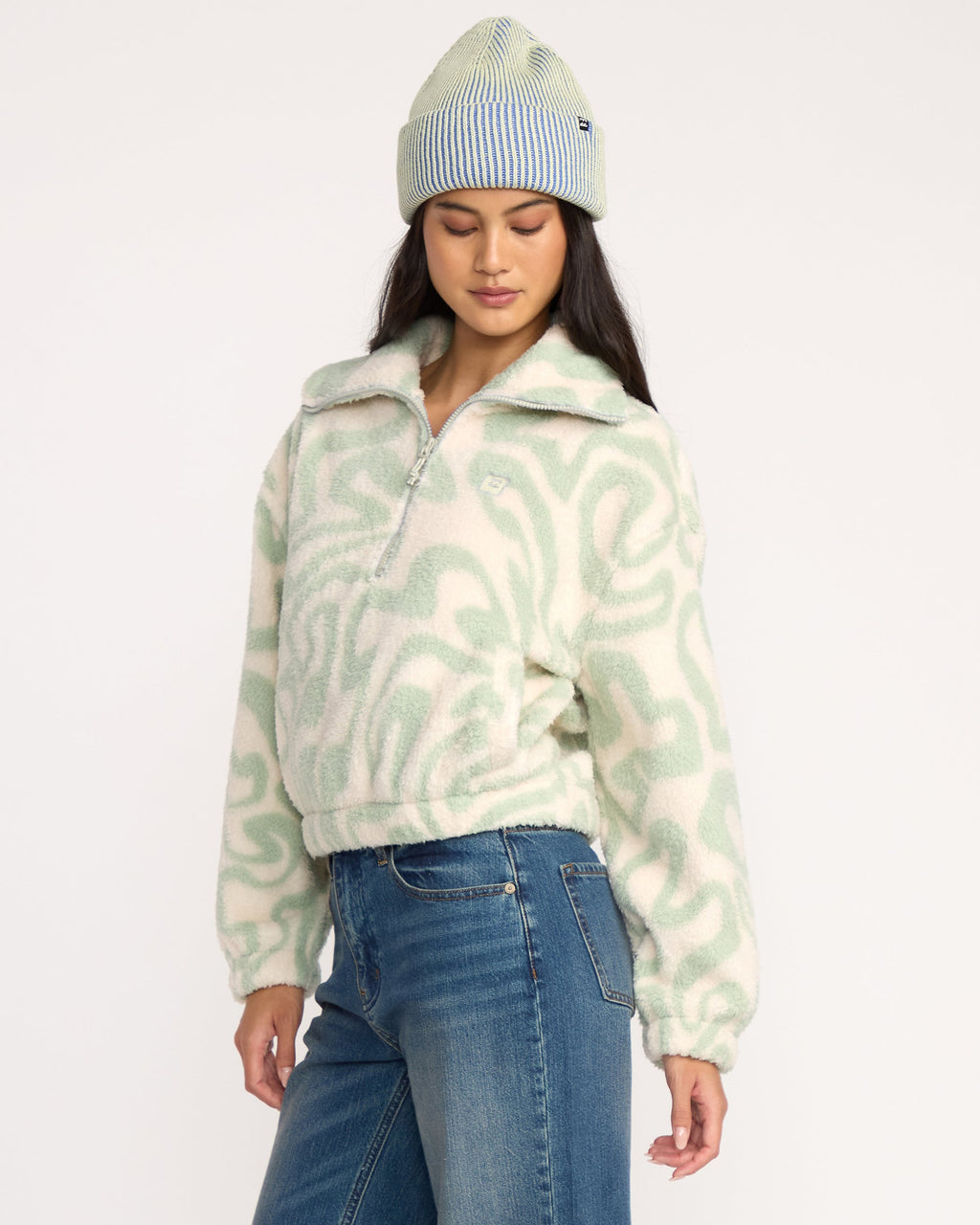 A/Div Barra Half Zip Sherpa Fleece - Green Haze