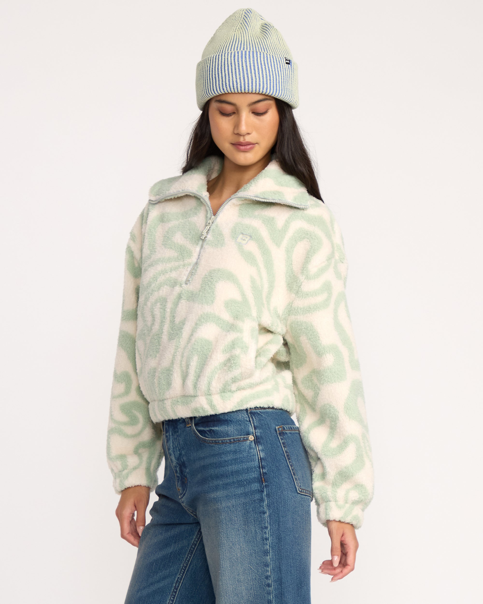 A/Div Barra Half Zip Sherpa Fleece - Green Haze