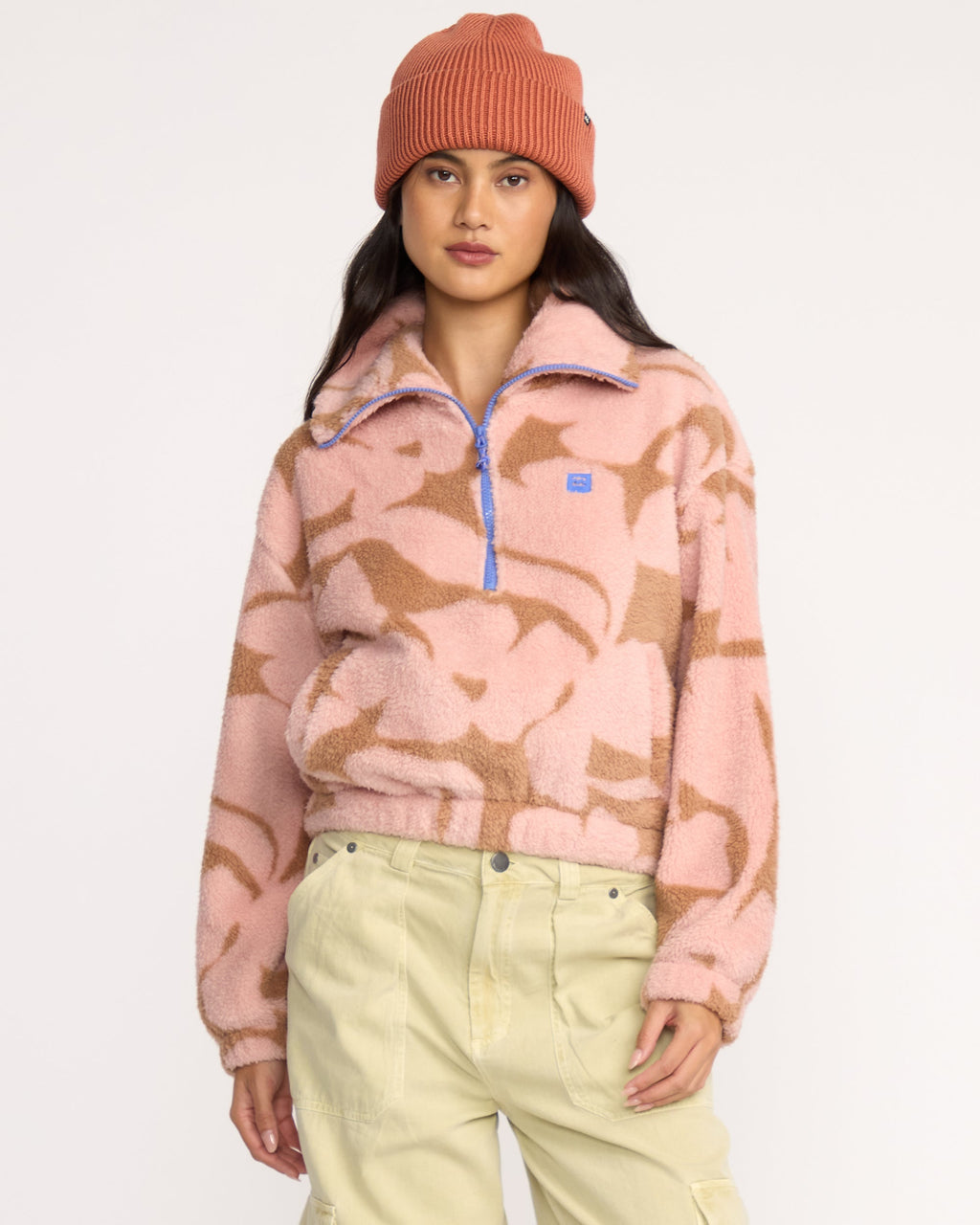 A/Div Barra Half Zip Sherpa Fleece - Rose Brown