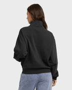 The Avery Zip Sweatshirt - Black Sands