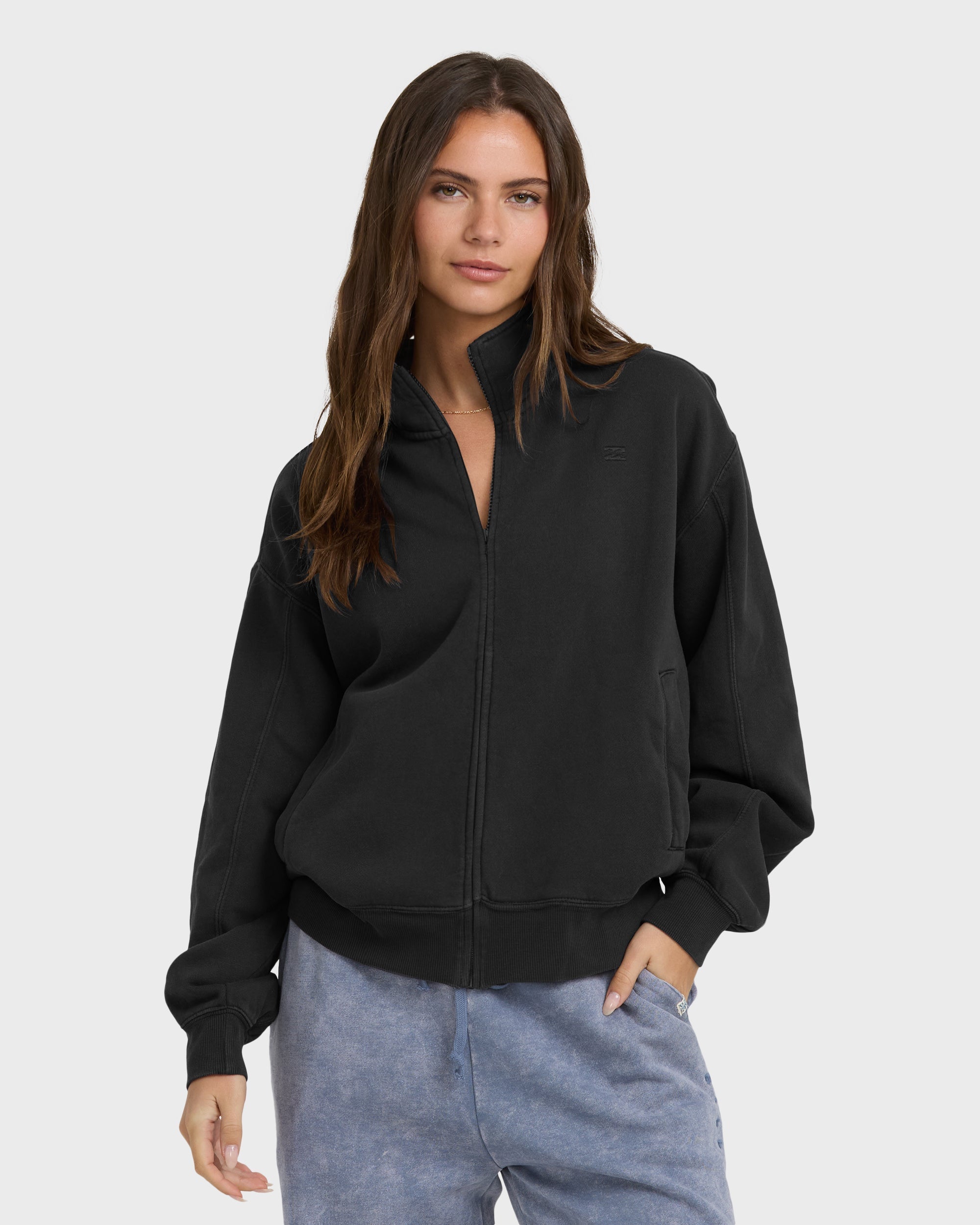 The Avery Zip Sweatshirt - Black Sands