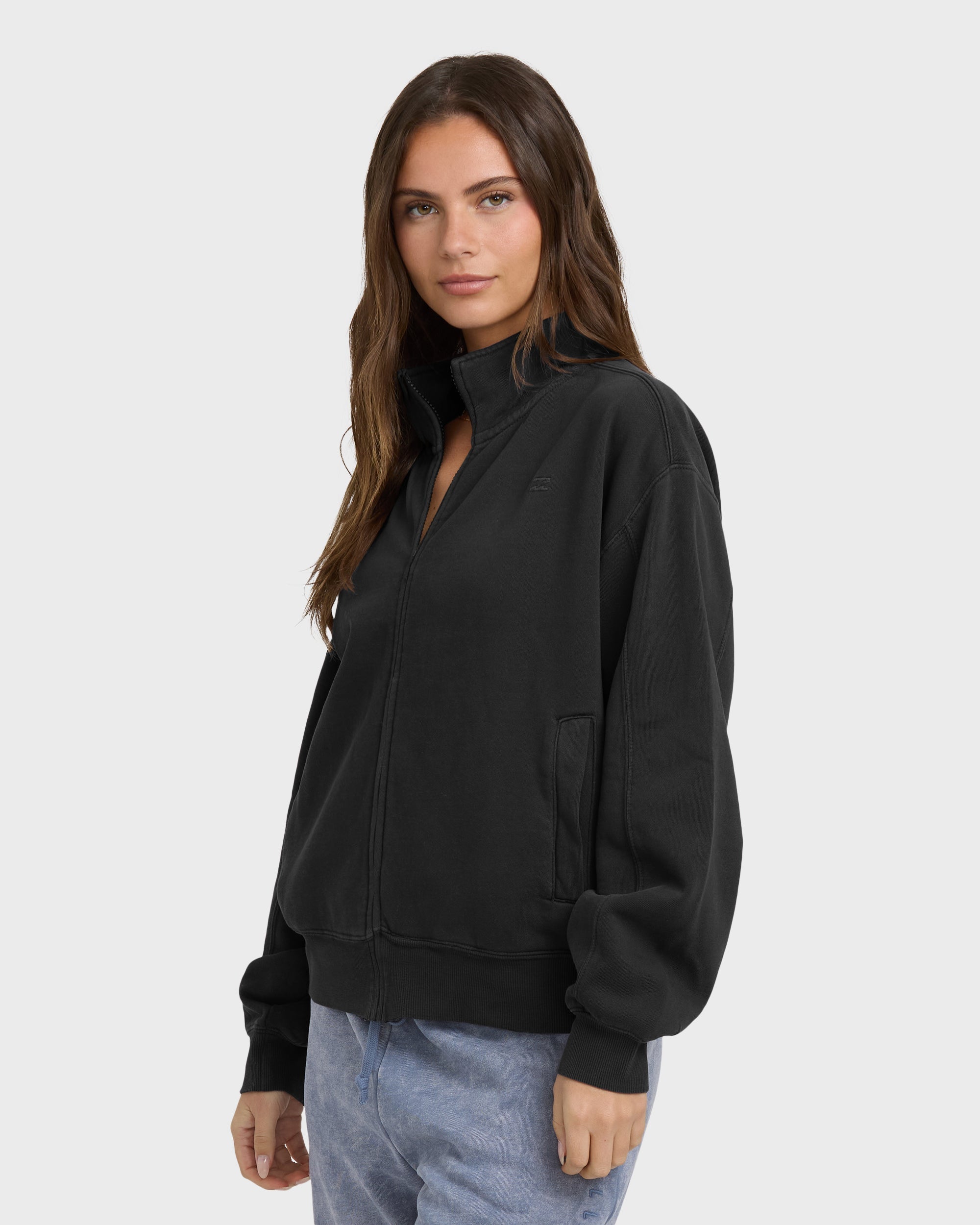 The Avery Zip Sweatshirt - Black Sands