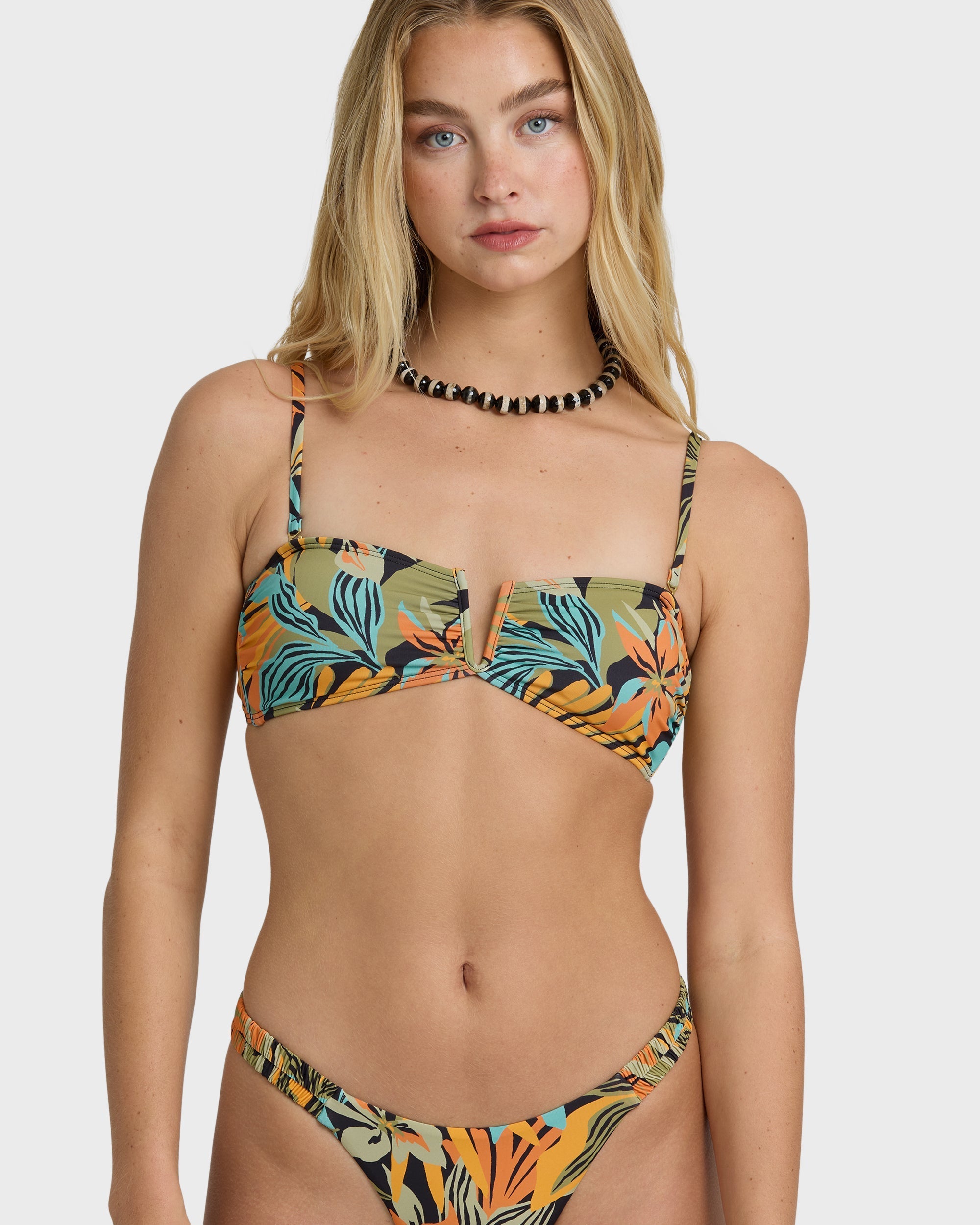 Des Tropiques V Bandeau Bikini Top - Black Multi