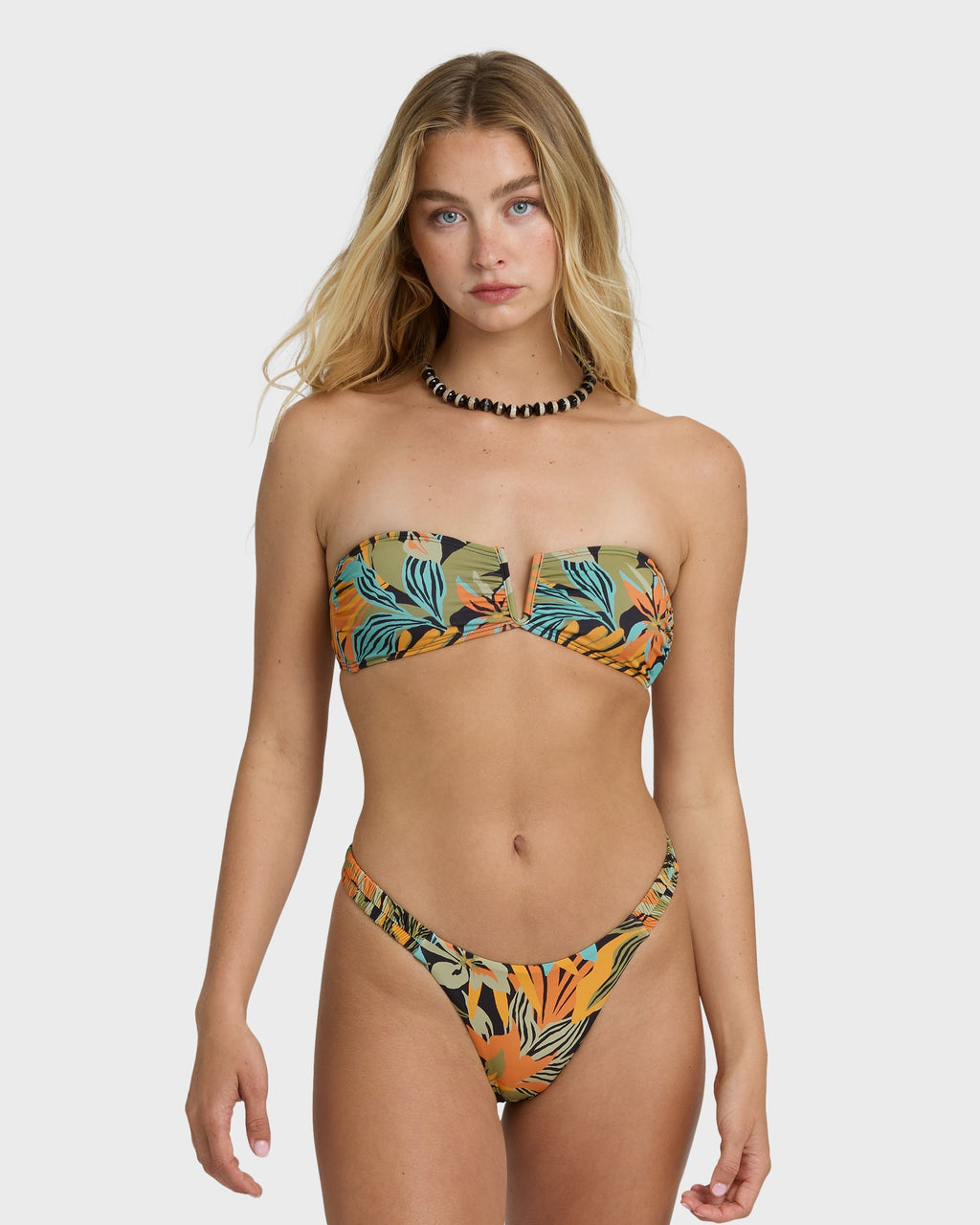Des Tropiques V Bandeau Bikini Top - Black Multi