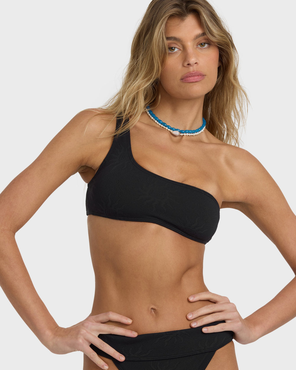 Laura Twisted Sun One-shoulder Tank Bikini Top - Black Pebble