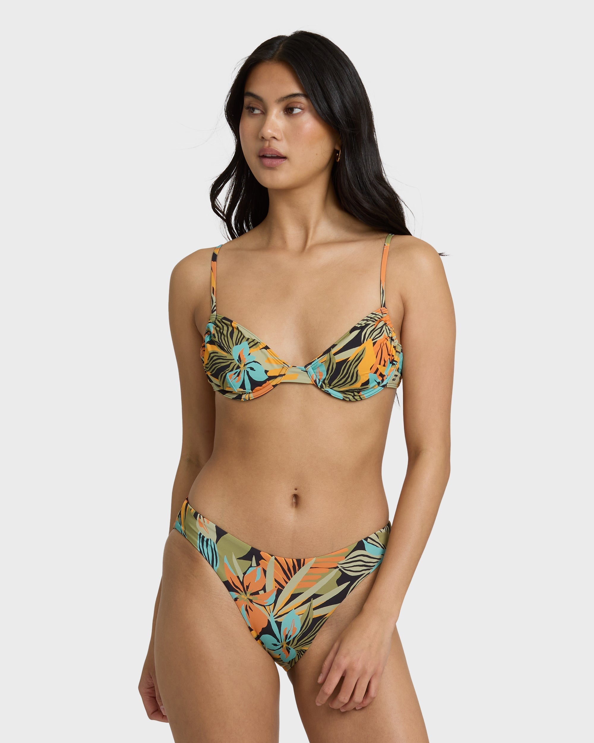 Des Tropiques Lowrider Full Bikini Bottom - Black Multi