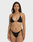 Sol Searcher Tie-Side Tanga Skimpy Bikini Bottoms - Black Pebble